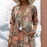 Elegant Floral Lace-Trim V-Neck Dress