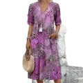 Elegant Floral Lace-Trim V-Neck Dress