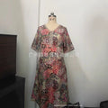 Elegant Floral Lace-Trim V-Neck Dress