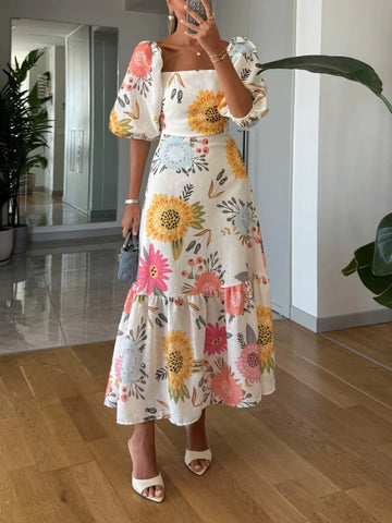 PawNestia Floral Puff Sleeve Dress | Vintage Daydream