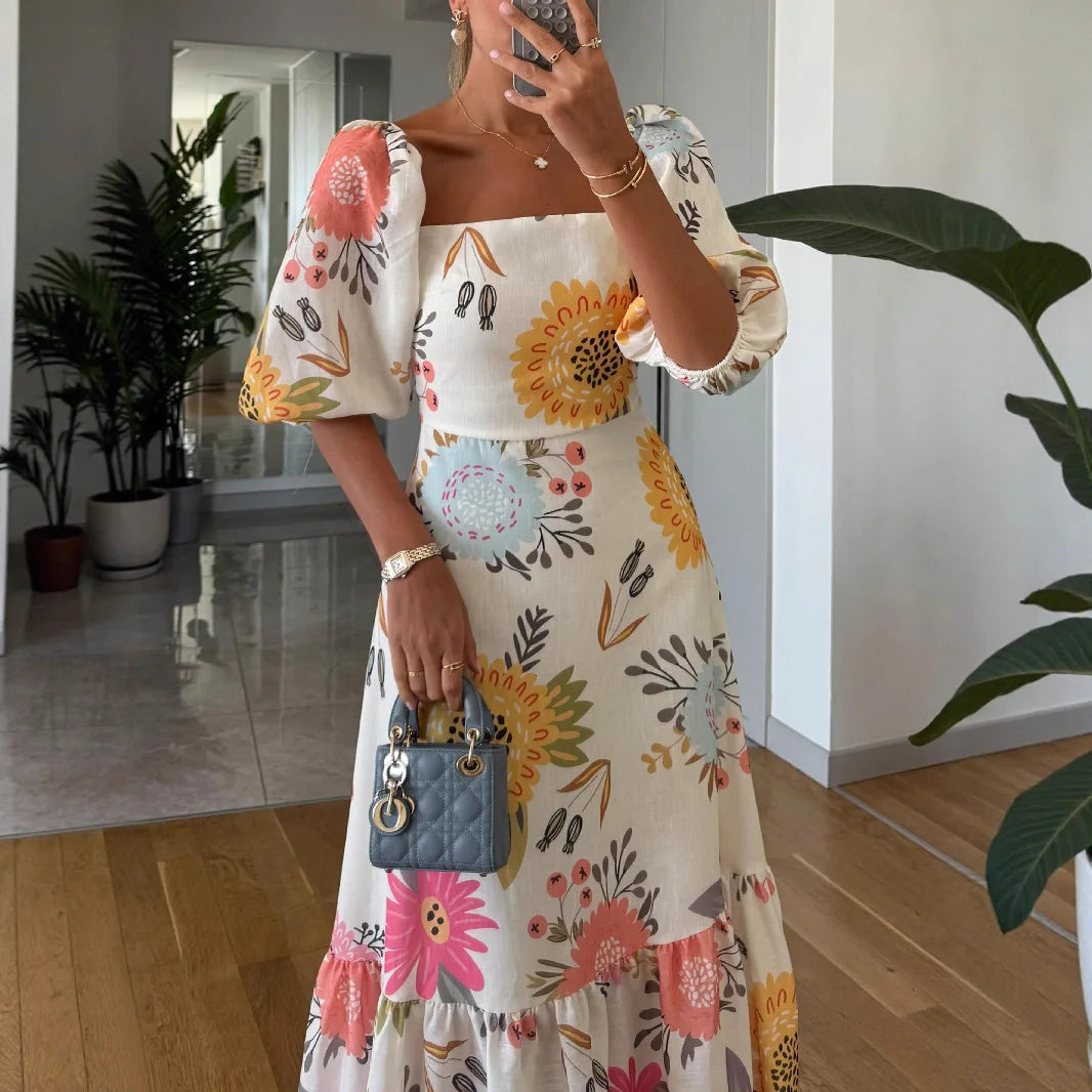 PawNestia Floral Puff Sleeve Dress | Vintage Daydream